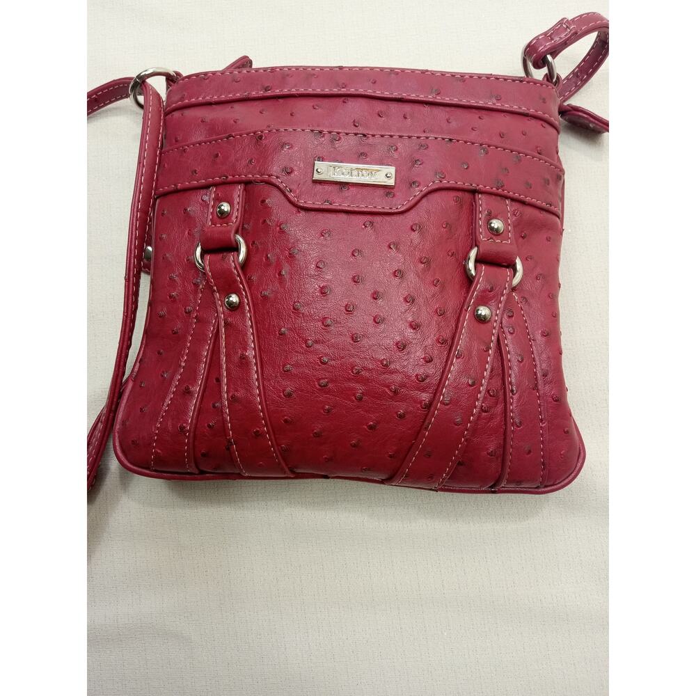Koltov Women's Small Crossbody Bag Red Vinyl Side Zip Pocket
